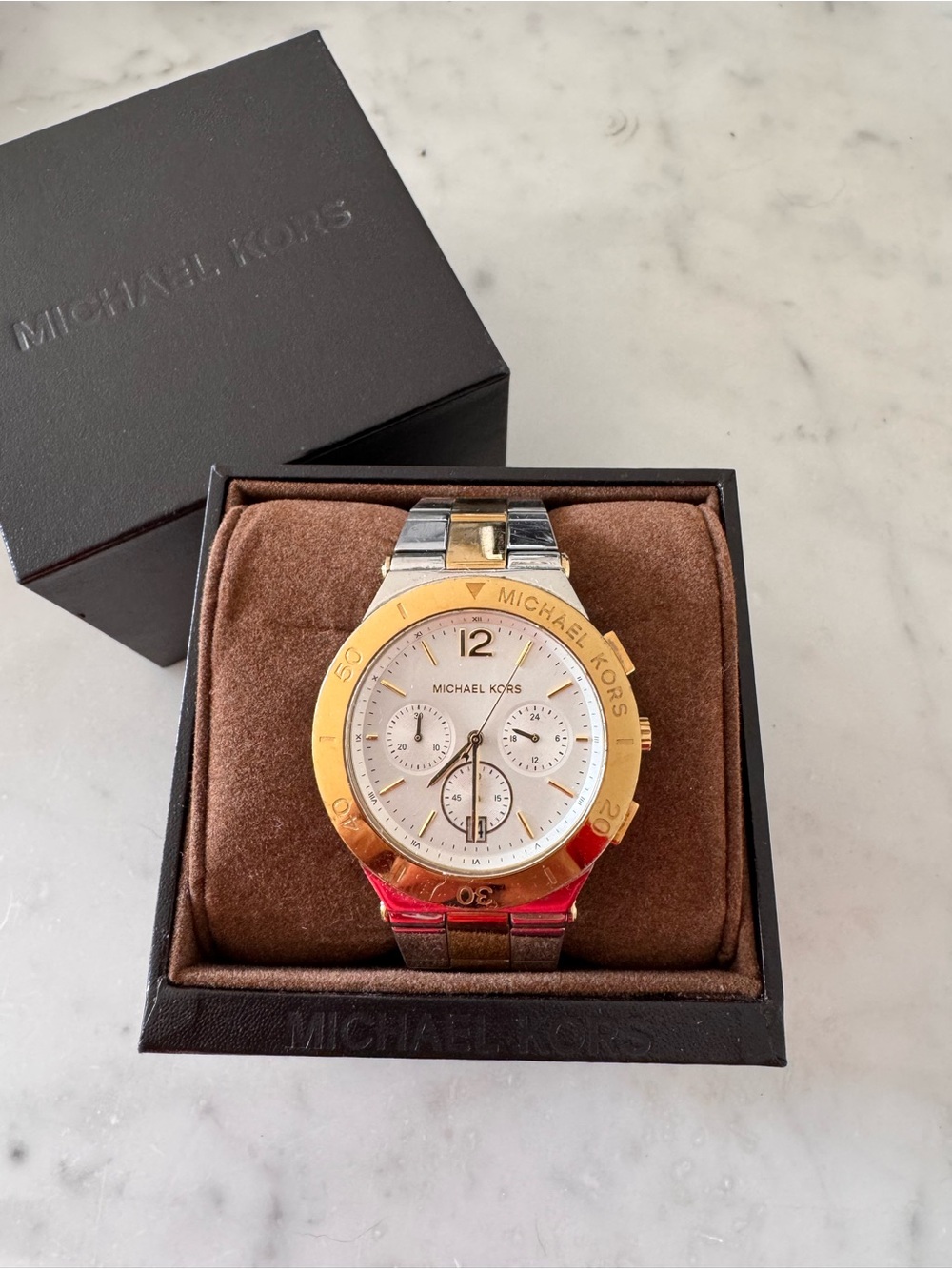 Michael Kors Women’s Two-Tone Chronograph Watch | White Dial